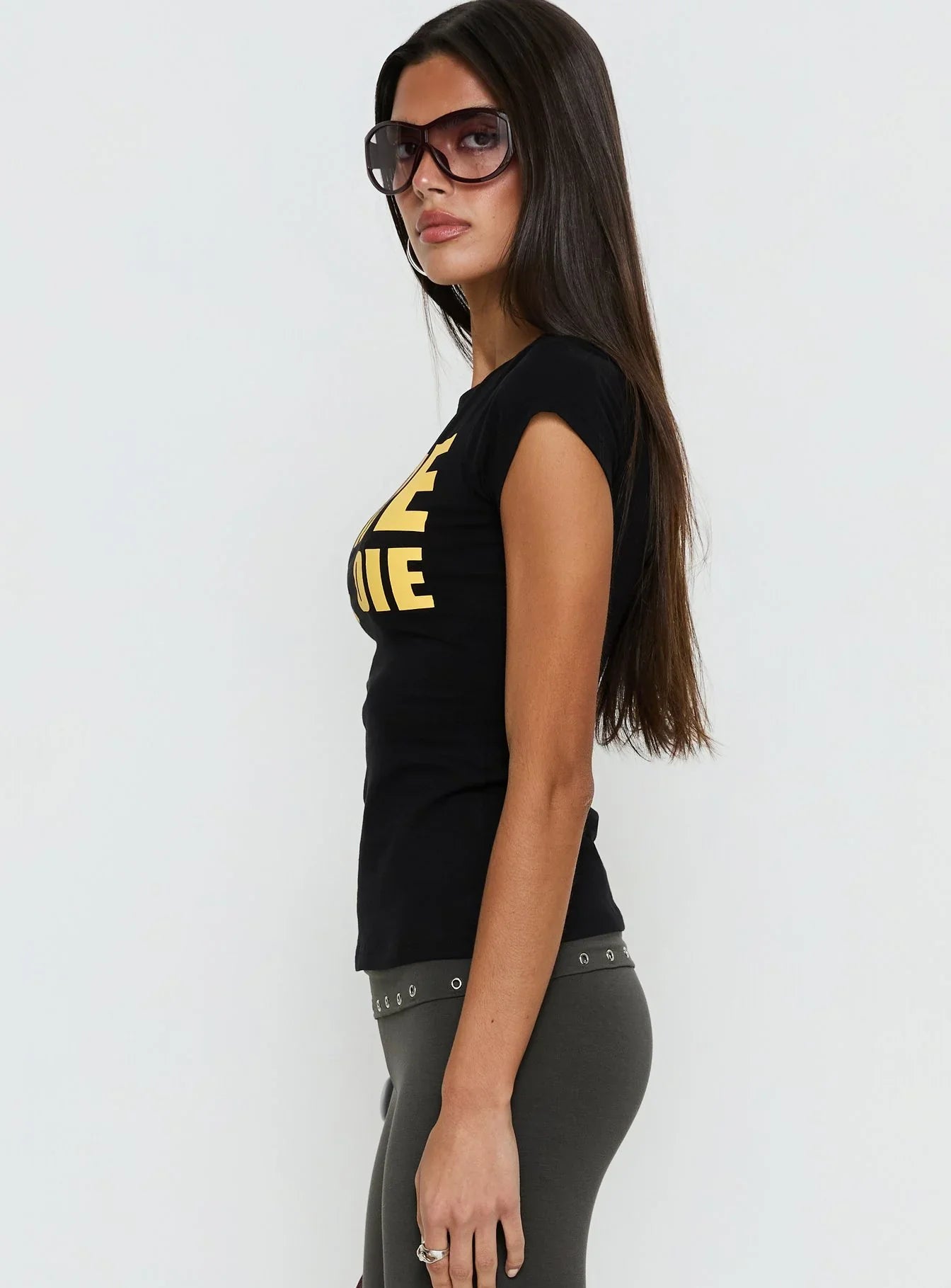 Ride Or Die Graphic Top Black Yellow