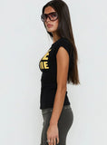 Ride Or Die Graphic Top Black Yellow
