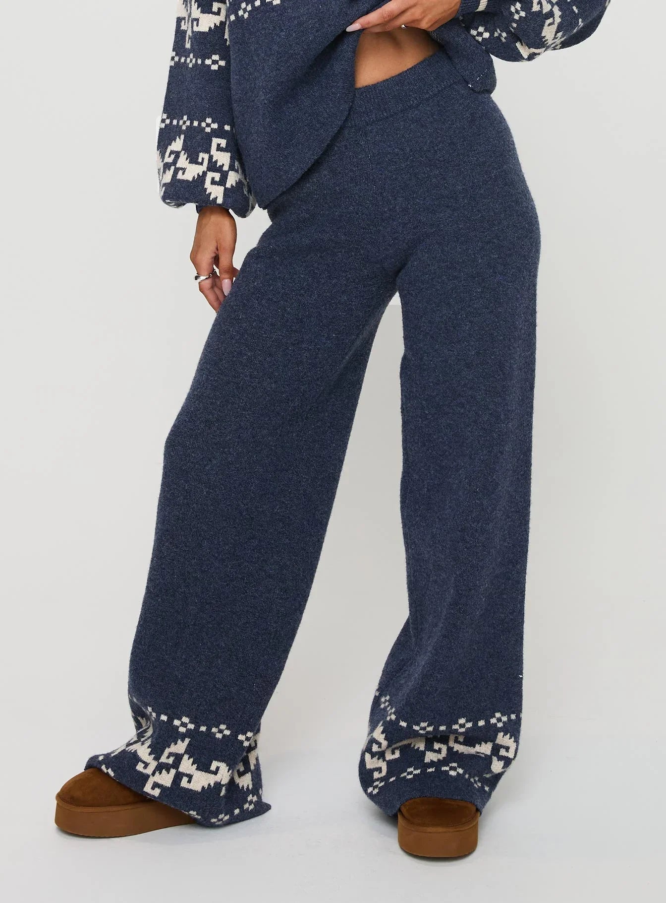 Alpine Knit Pants Navy Cream