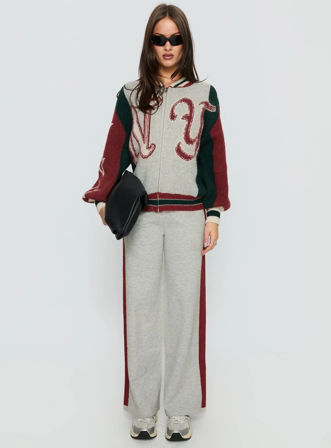 Brandyce Graphic Knit Jacket Grey Red