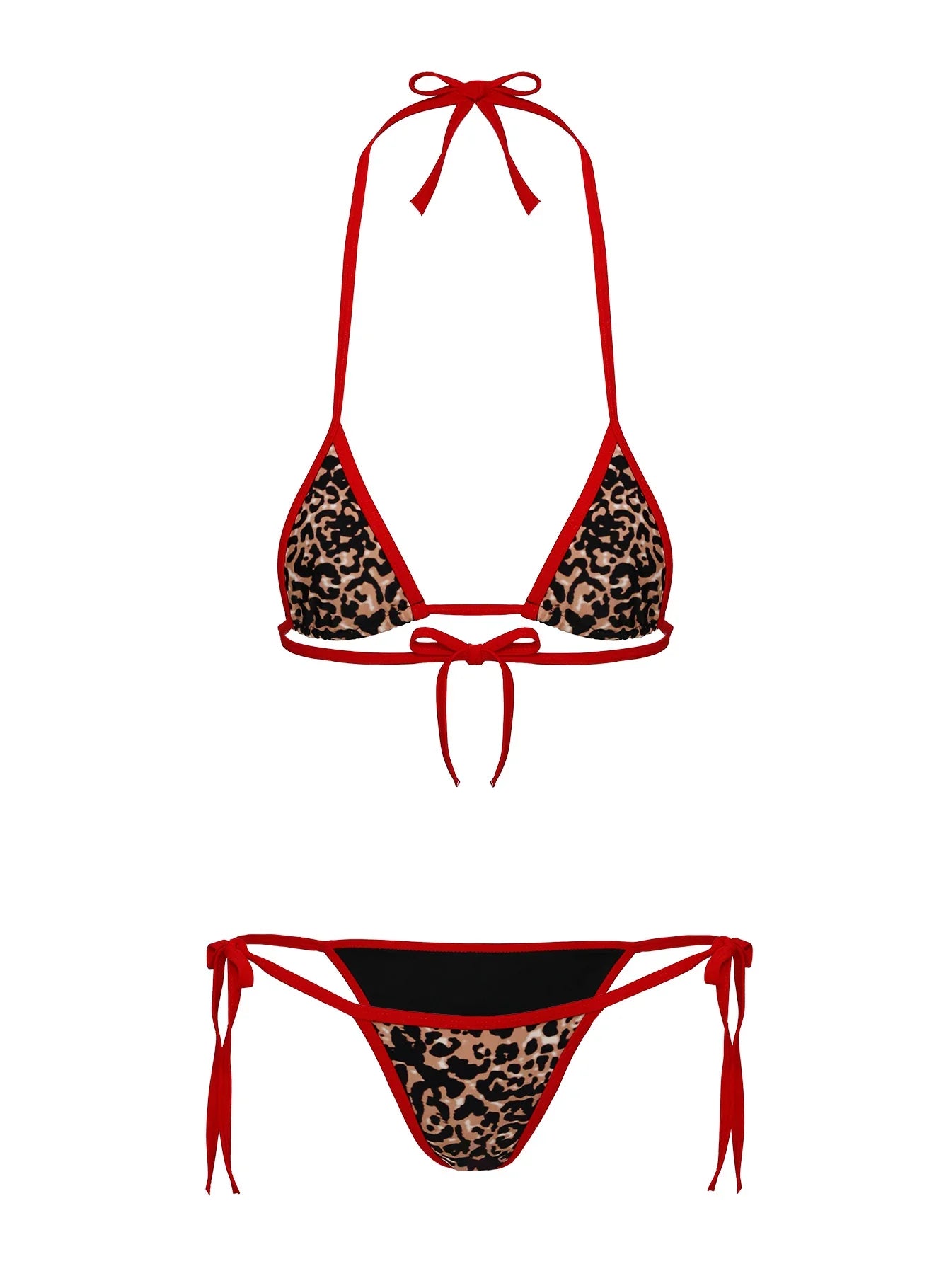 Beasley Tie Side Bikini Bottoms Red Leopard