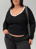 Baseline V Neck Long Sleeve Top Black White Curve