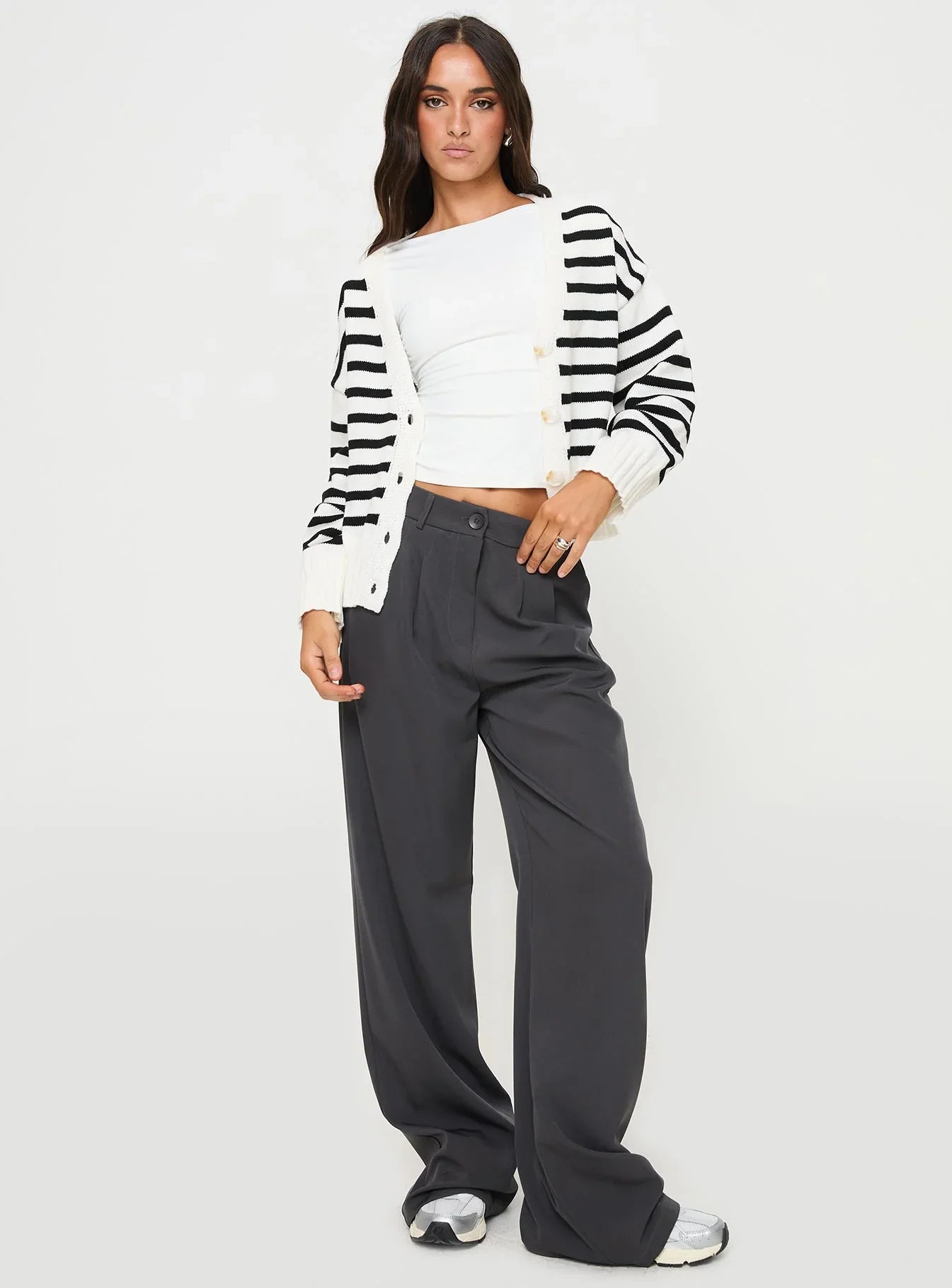 Karlson Striped Cardigan Cream Black