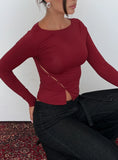 Crowded Room Button Up Long Sleeve Top Wine
