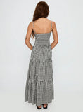 Avaleine Tiered Maxi Dress Black White Check