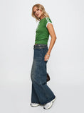 Baccarat Mid Rise Wide Leg Belted Jeans Dark Blue