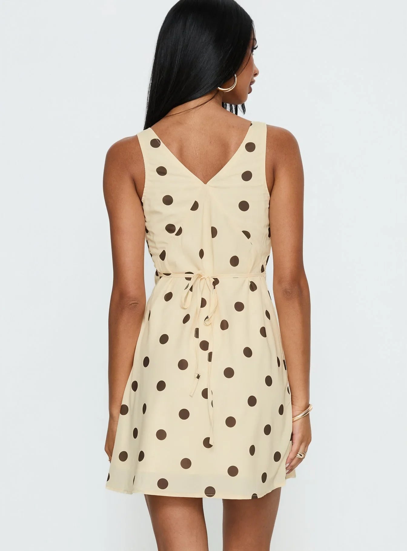 Nellie Mini Dress Lemon Brown Polka Dot