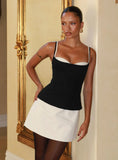 Mariselle Layered Corset Mini Dress Black Cream