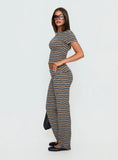 Manolo Foldover Pants Brown Grey Stripe