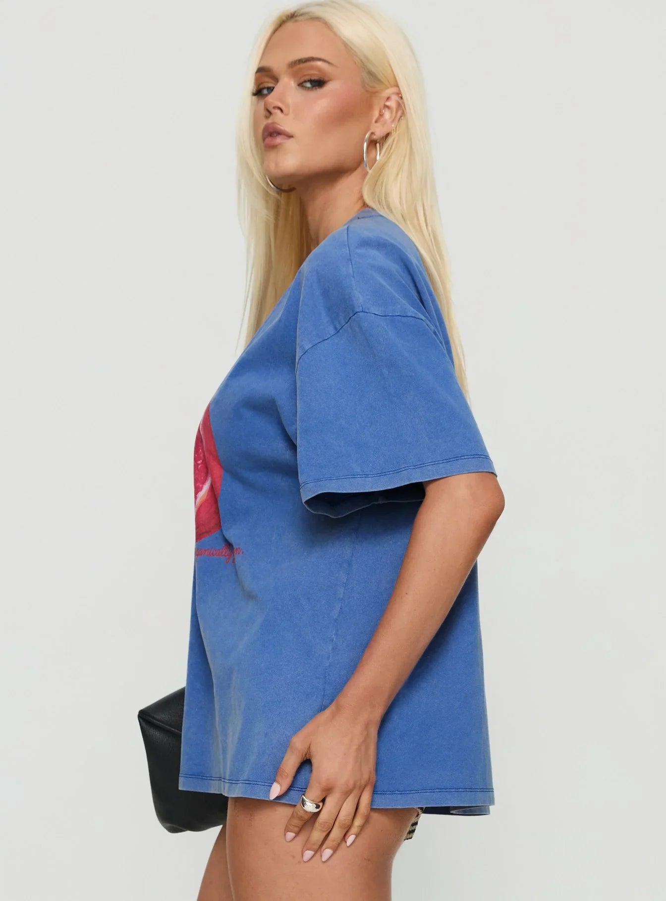 Linsay Oversized Graphic Tee Blue Pomegranate