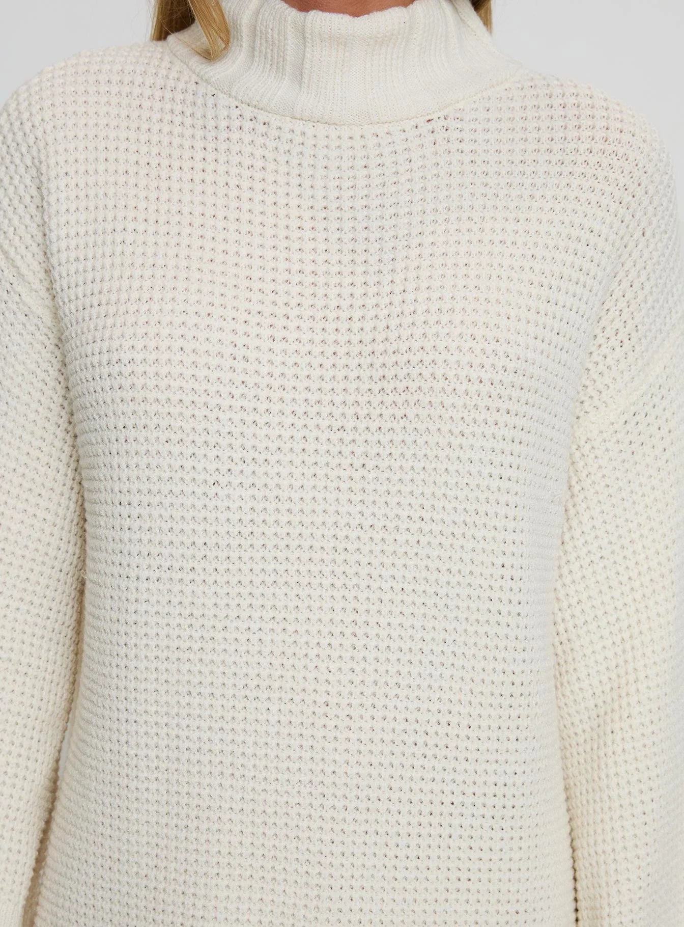 Tarin Long Sleeve Knit Mini Dress Cream