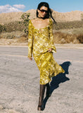 Setting Sun Long Sleeve Maxi Dress Yellow Black