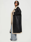 Day n Night Longline Shearling Coat Black