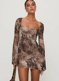 Suareza Long Sleeve Mini Dress Leopard