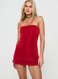 Carette Strapless Mini Dress Red