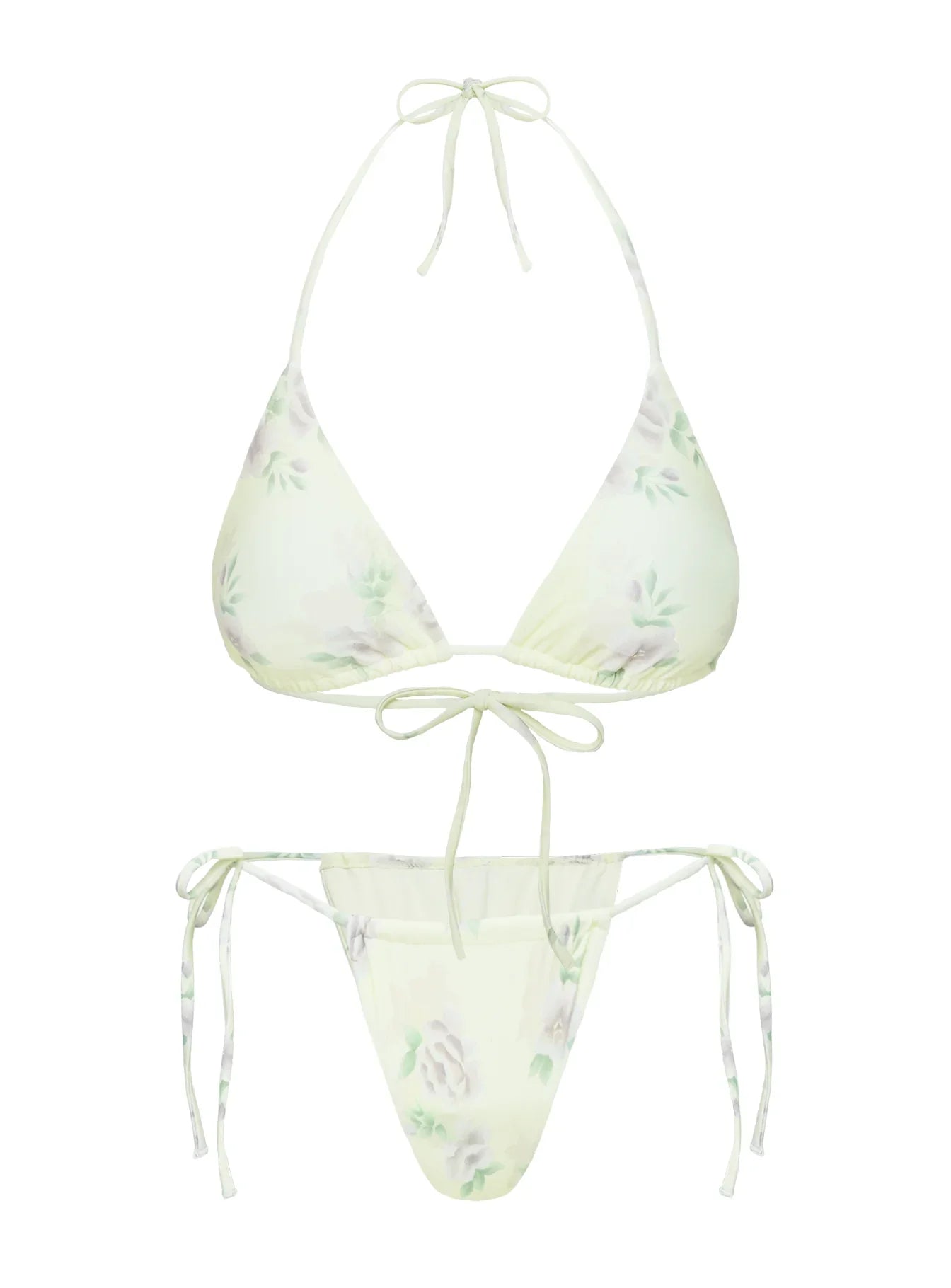 Jenner Triangle Bikini Top Yellow Purple Floral