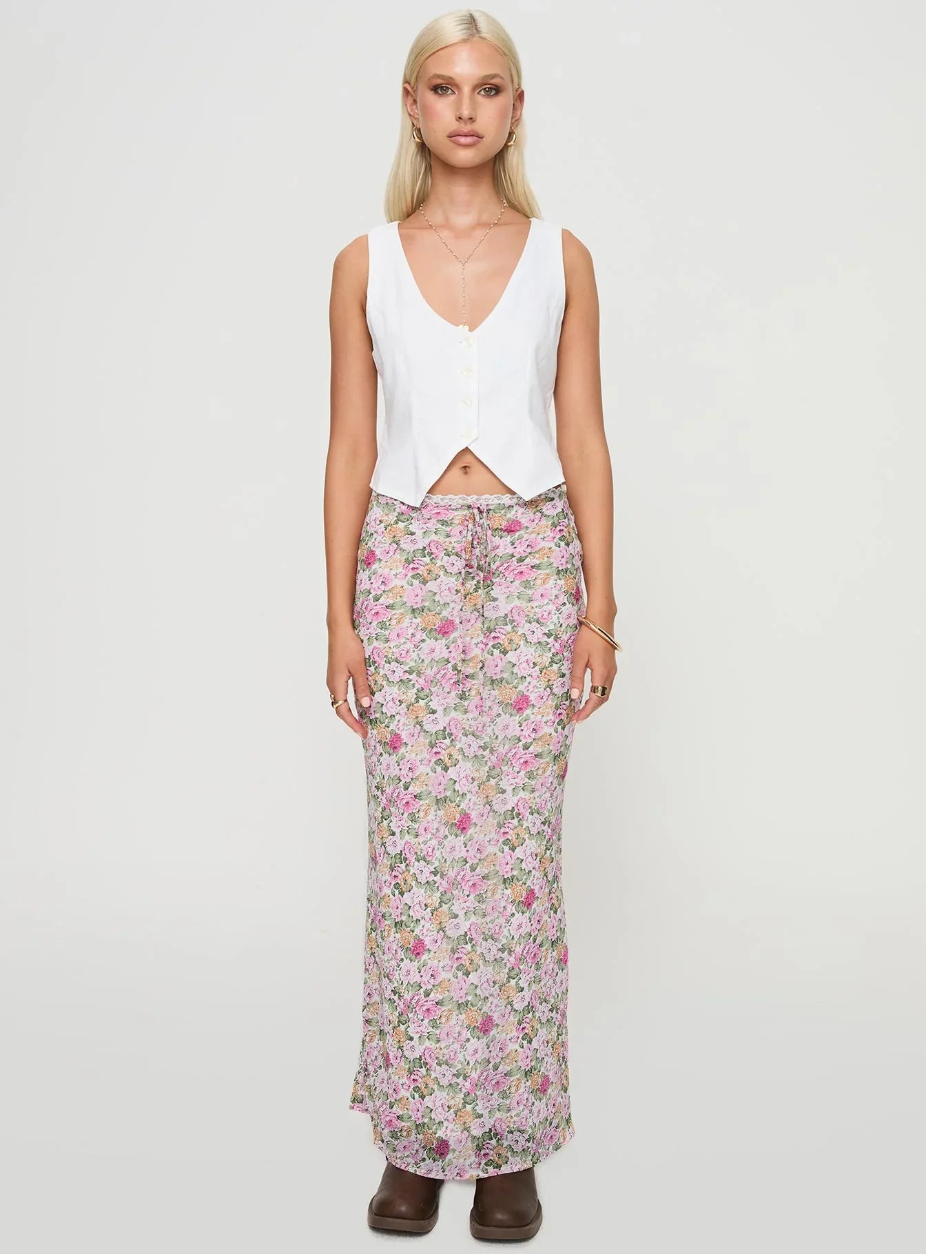 Emily Maxi Skirt Pink Floral