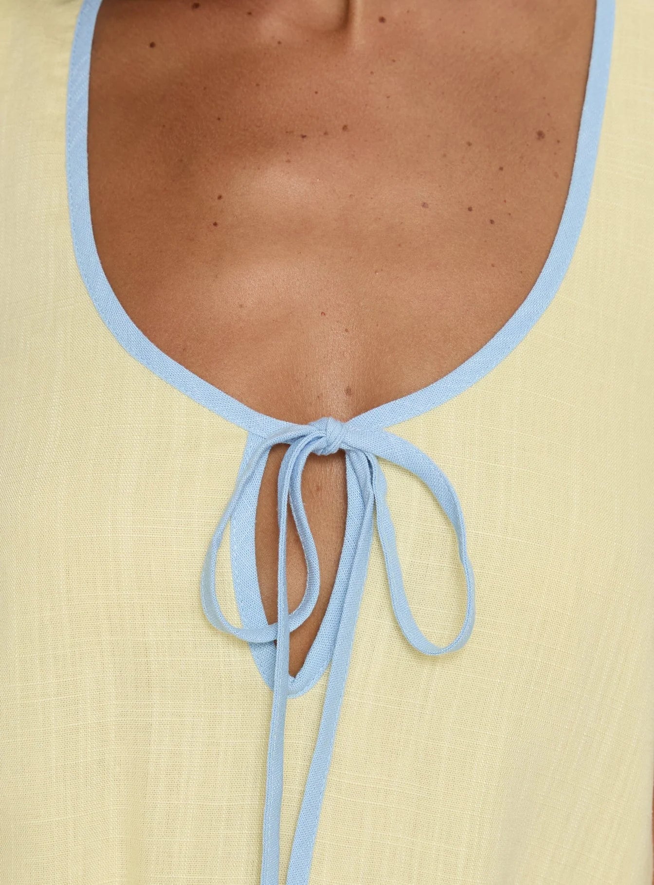 All My Loving Contrast Babydoll Mini Dress Lemon Blue