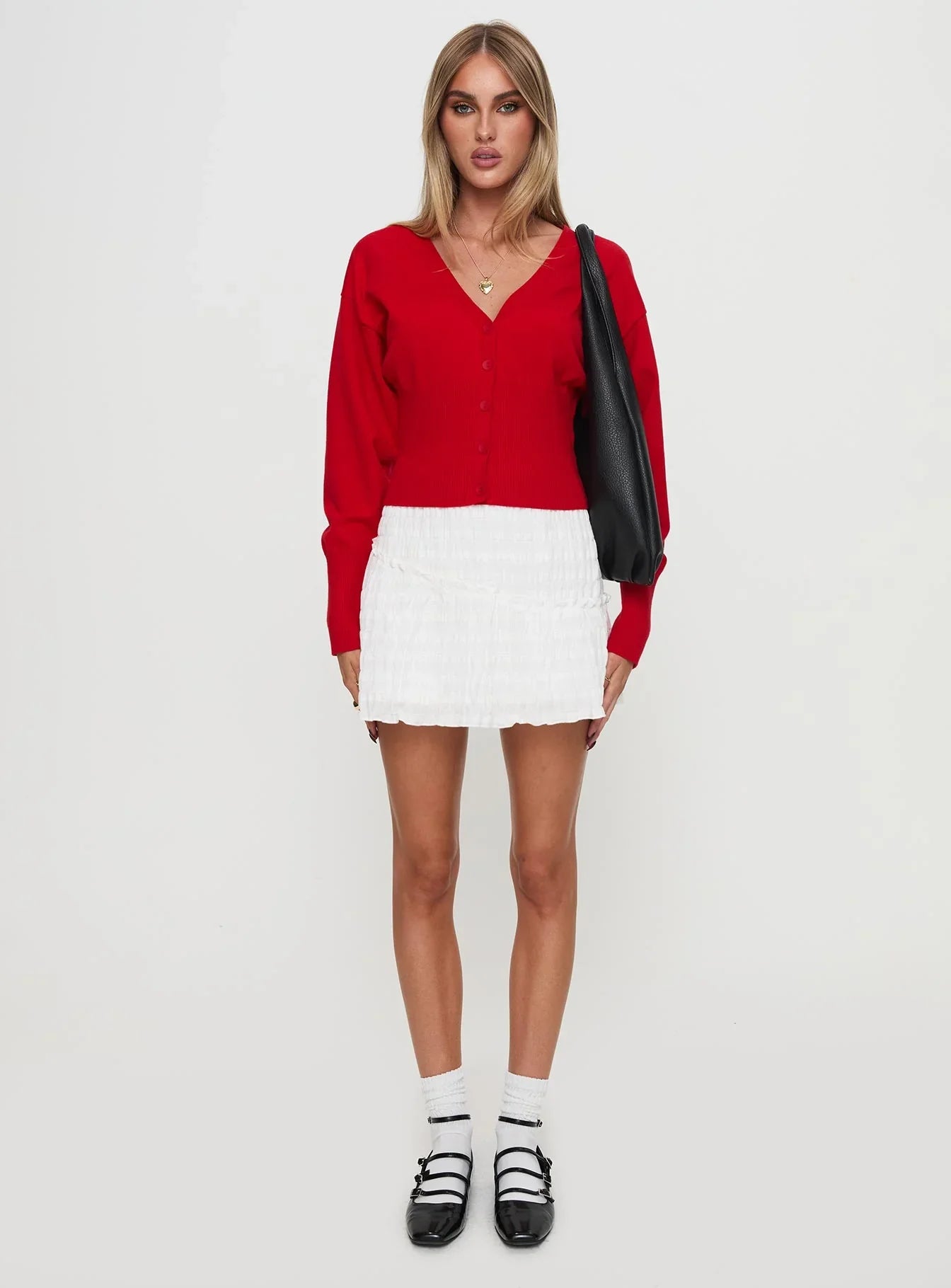 Wistfully Knit Cardigan Red