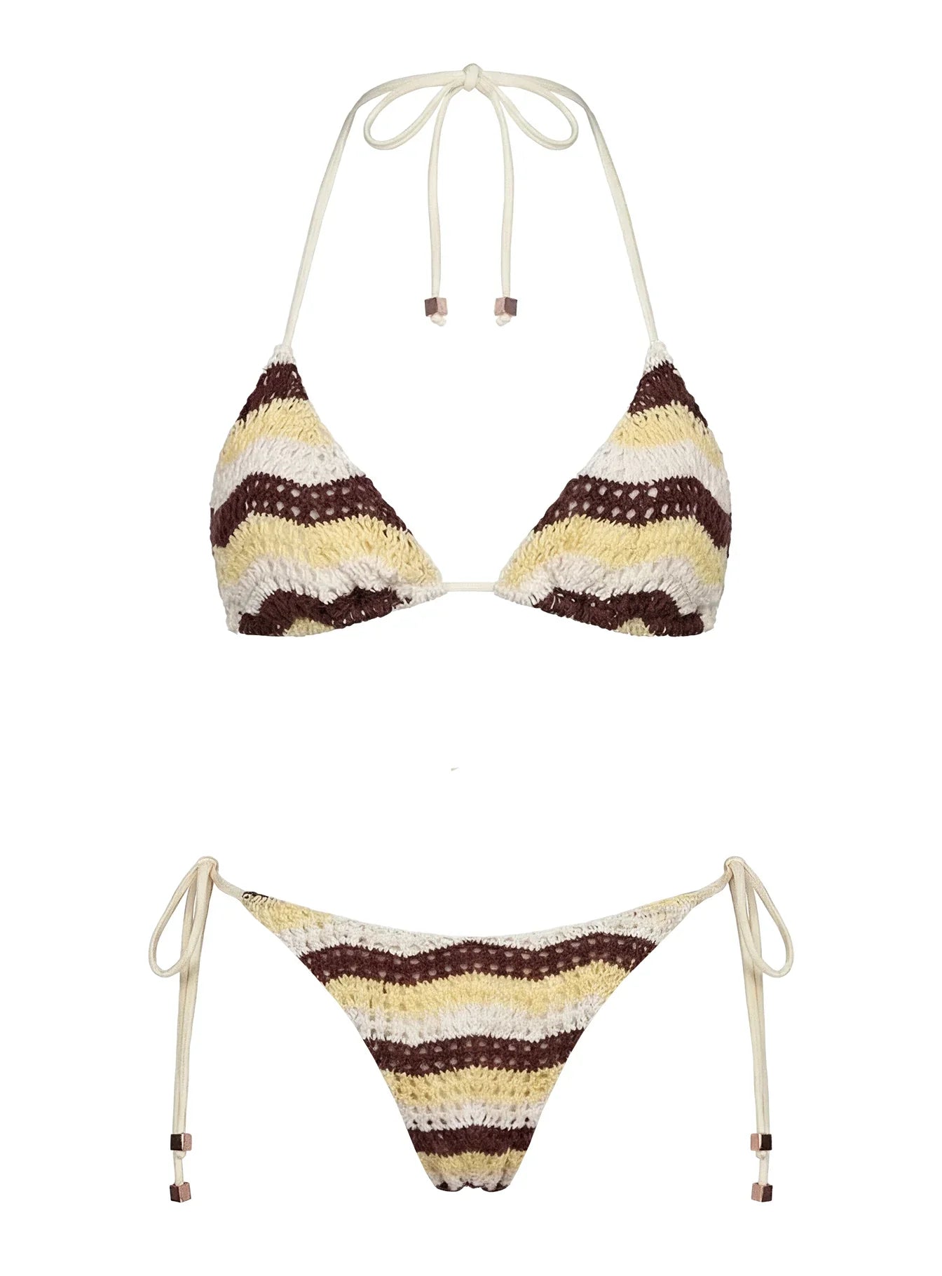 Passiona Sequin Tie Side Bikini Bottom Butter Chocolate