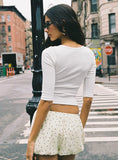 Kordelia Bubble Hem Shorts White Polka