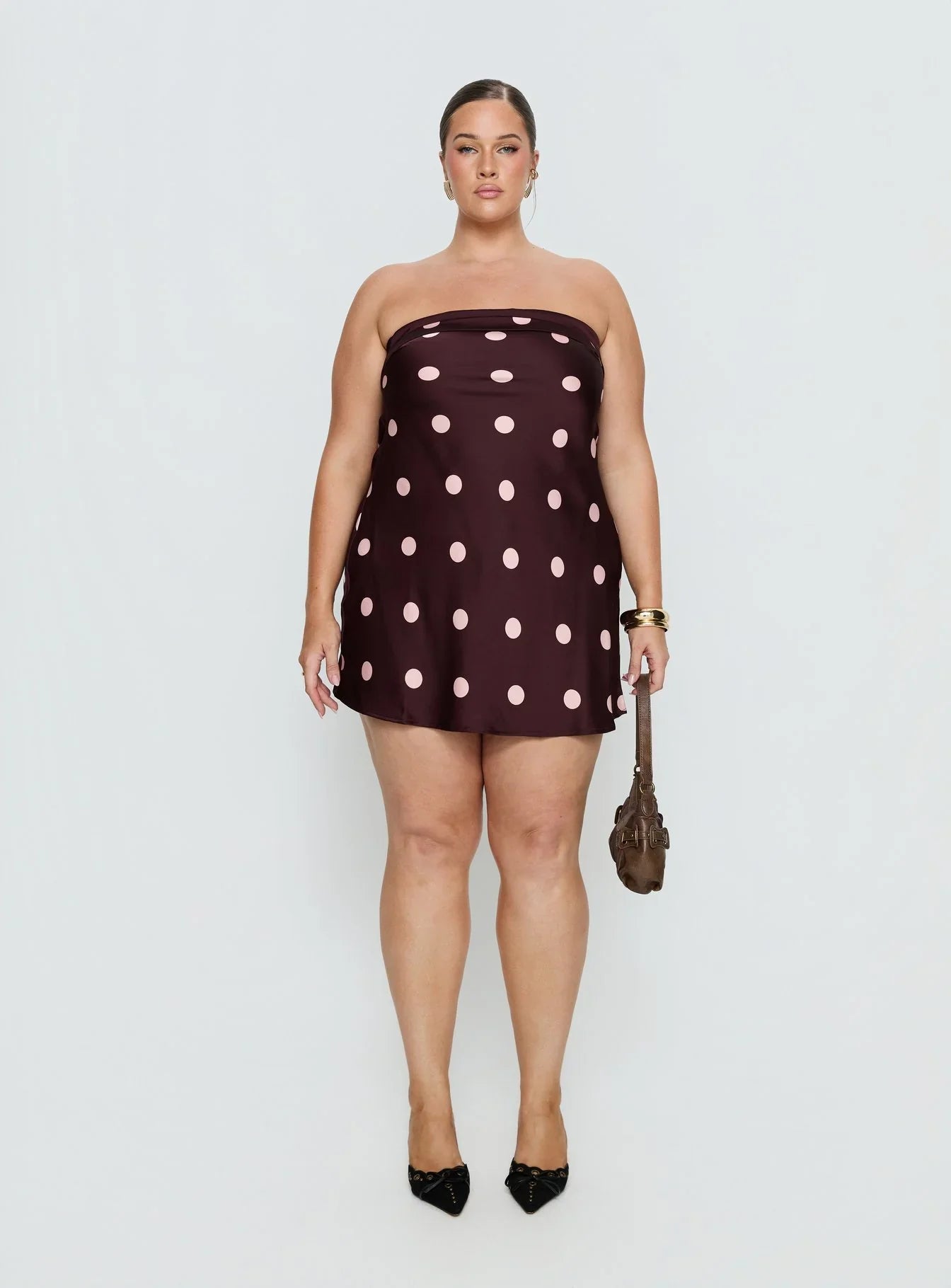 Phillipa Mini Dress Plum Pink Polka Dot Curve