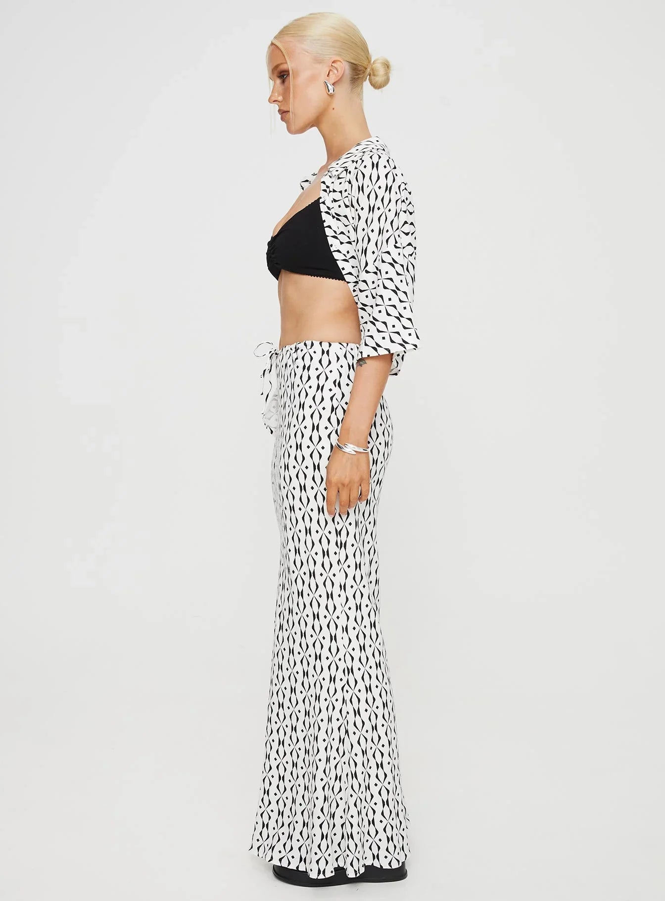 Mercer Linen Blend Maxi Skirt Black White