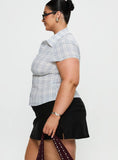 Cottesloe Blouse Top Blue Check Curve
