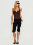 Geovana Plunge Neck Top Brown Beige Bambi