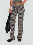 Manolo Foldover Pants Brown Grey Stripe