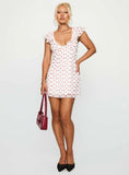 I Guess So Mini Dress White Burgundy Petite