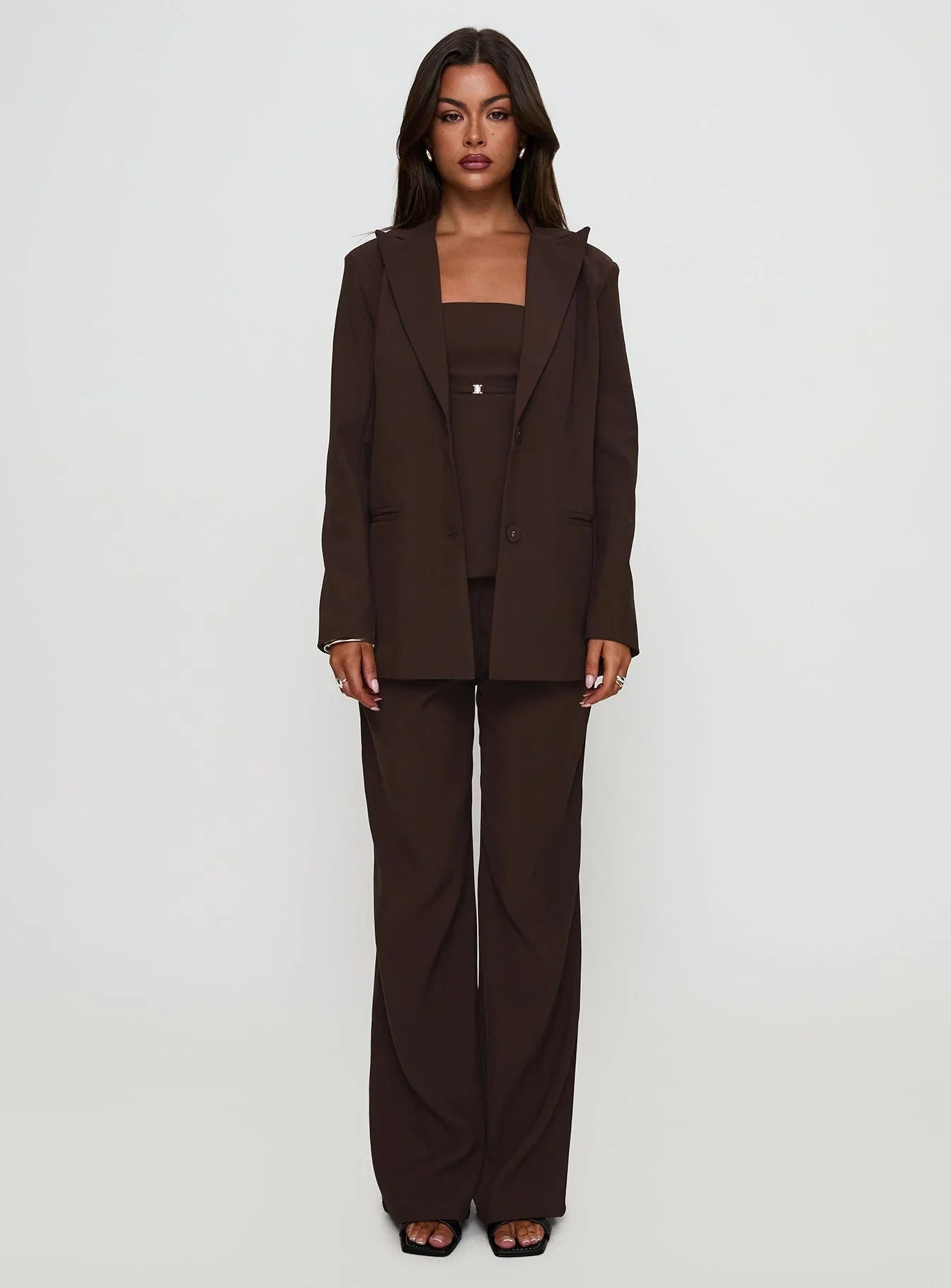 Crowd Pleaser Oversized Blazer Chocolate