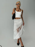 Rennar Maxi Skirt White Polka Dot Petite