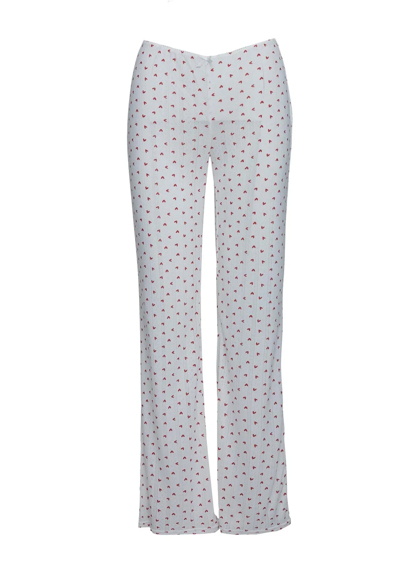 Sleepytea Pointelle Sleep Pant White Red