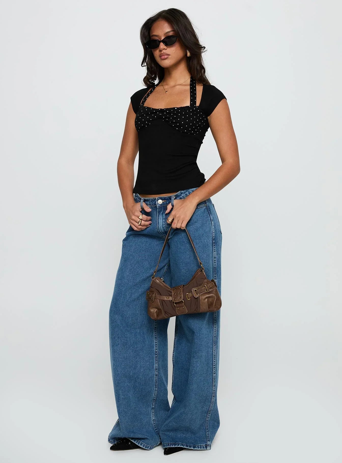 Emberglow Top Black Polka
