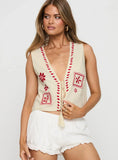 Grazia Vest Top Cream Red