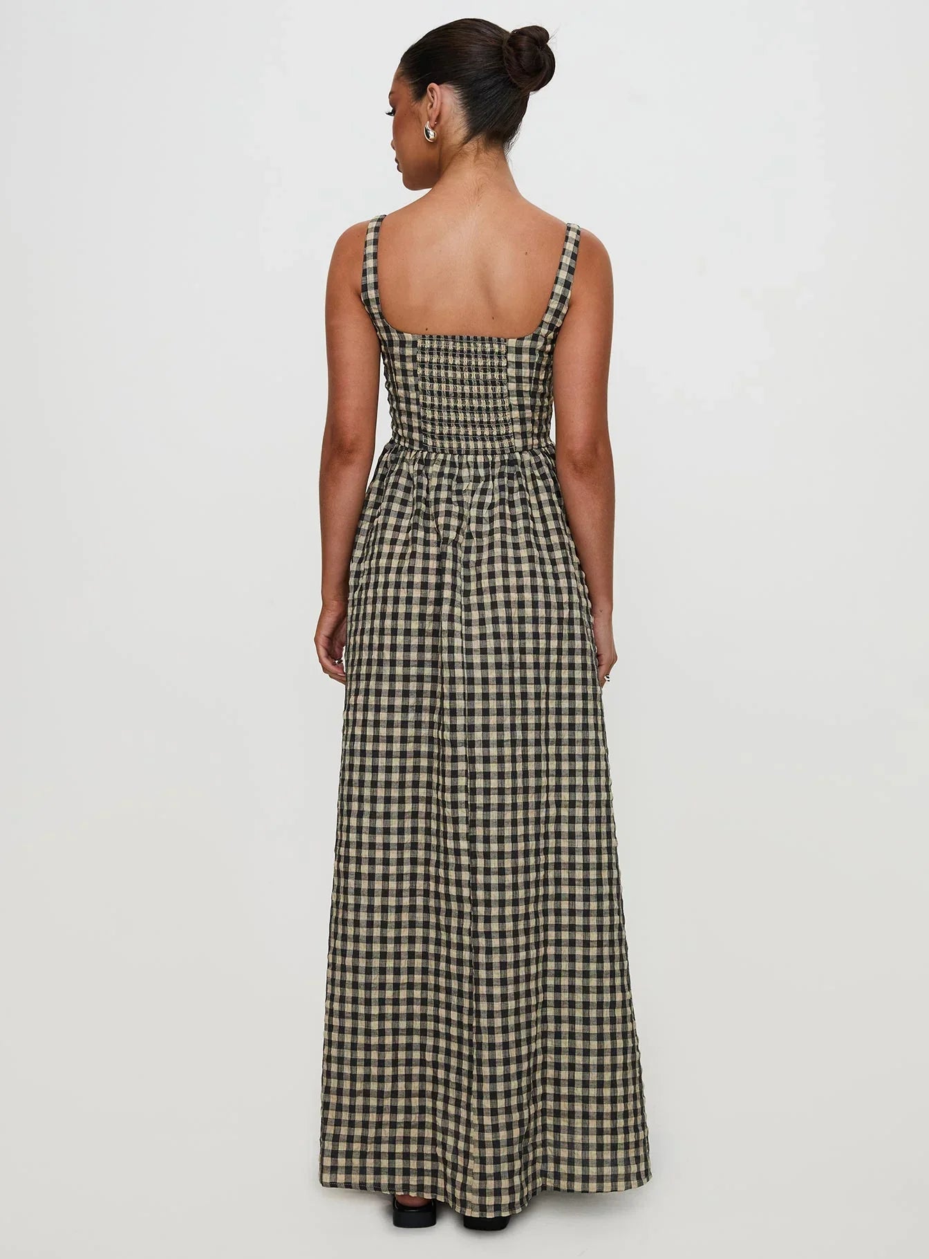 Cartmel Check Maxi Dress Black Cream Petite