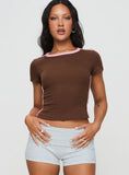 Baseline Scoop Rib Tee Brown Pink