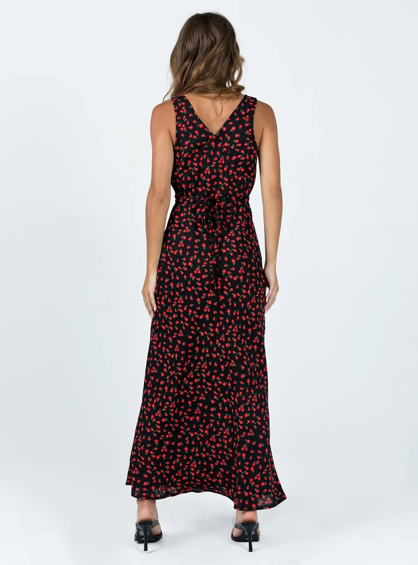 Nellie Maxi Dress Black Red Floral