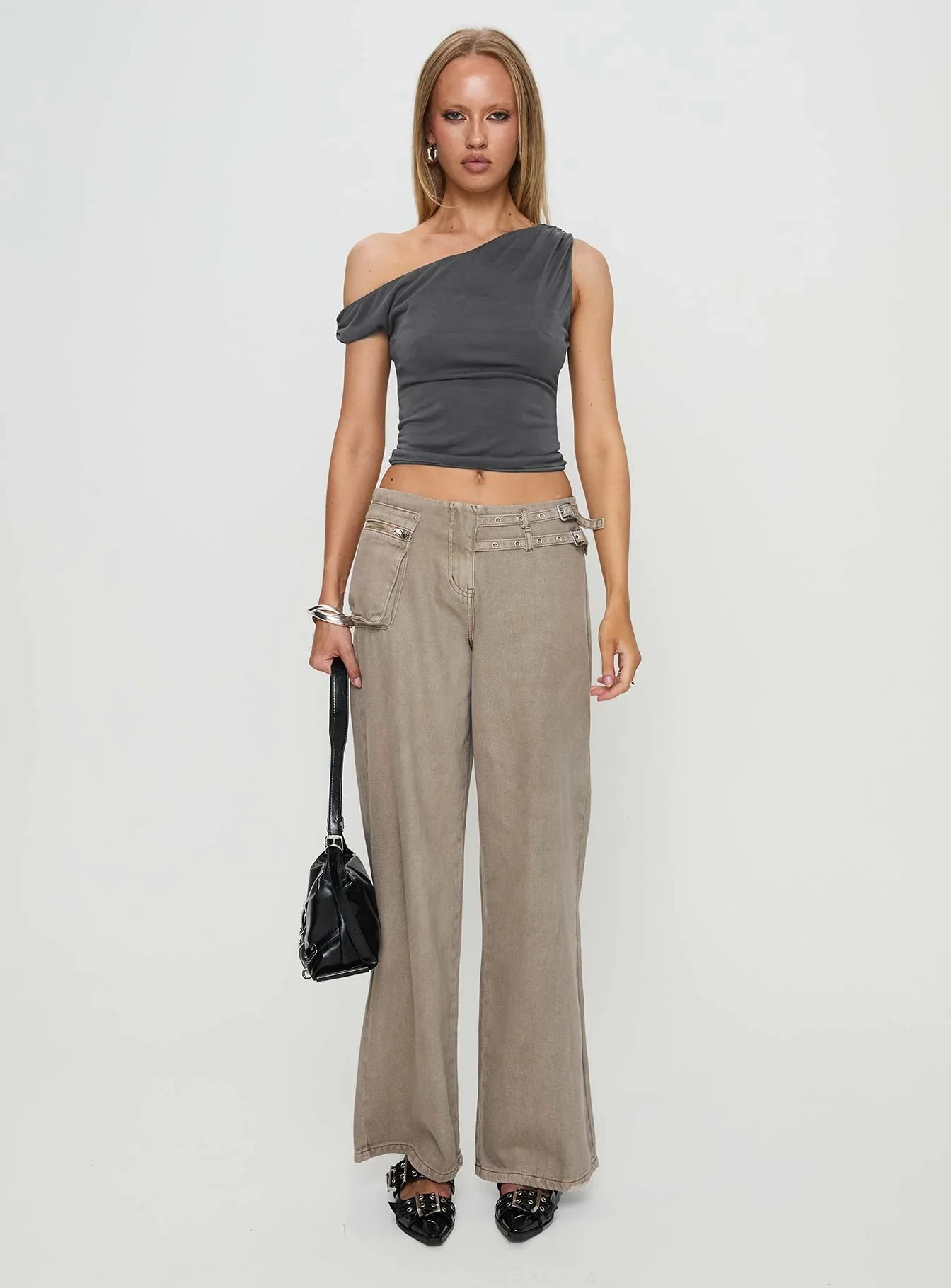 Danette One Shoulder Top Slate