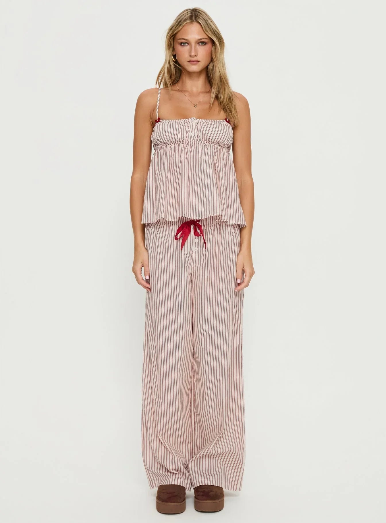 Chill Club Sleep Relaxed Pants Red White Stripe