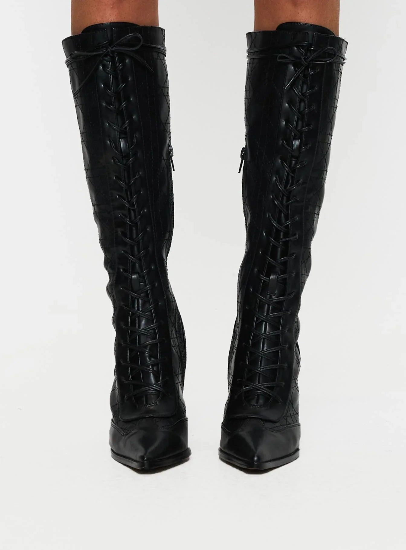 Creator Knee High Lace Up Boots Black