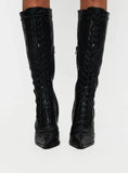Creator Knee High Lace Up Boots Black