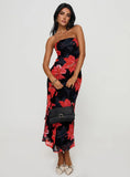 Celik Strapless Maxi Dress Black Floral