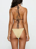 Tyliana Triangle Bikini Top Yellow Stripe