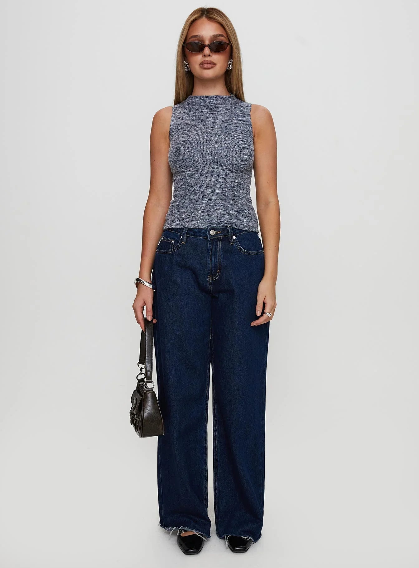 Get It Together High Neck Top Blue Marle