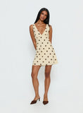 Nellie Mini Dress Lemon Brown Polka Dot