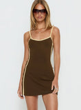 Baseline Scoop Mini Dress Brown Yellow