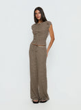 Angellina Jersey Button Down Top Chocolate Cream Stripe