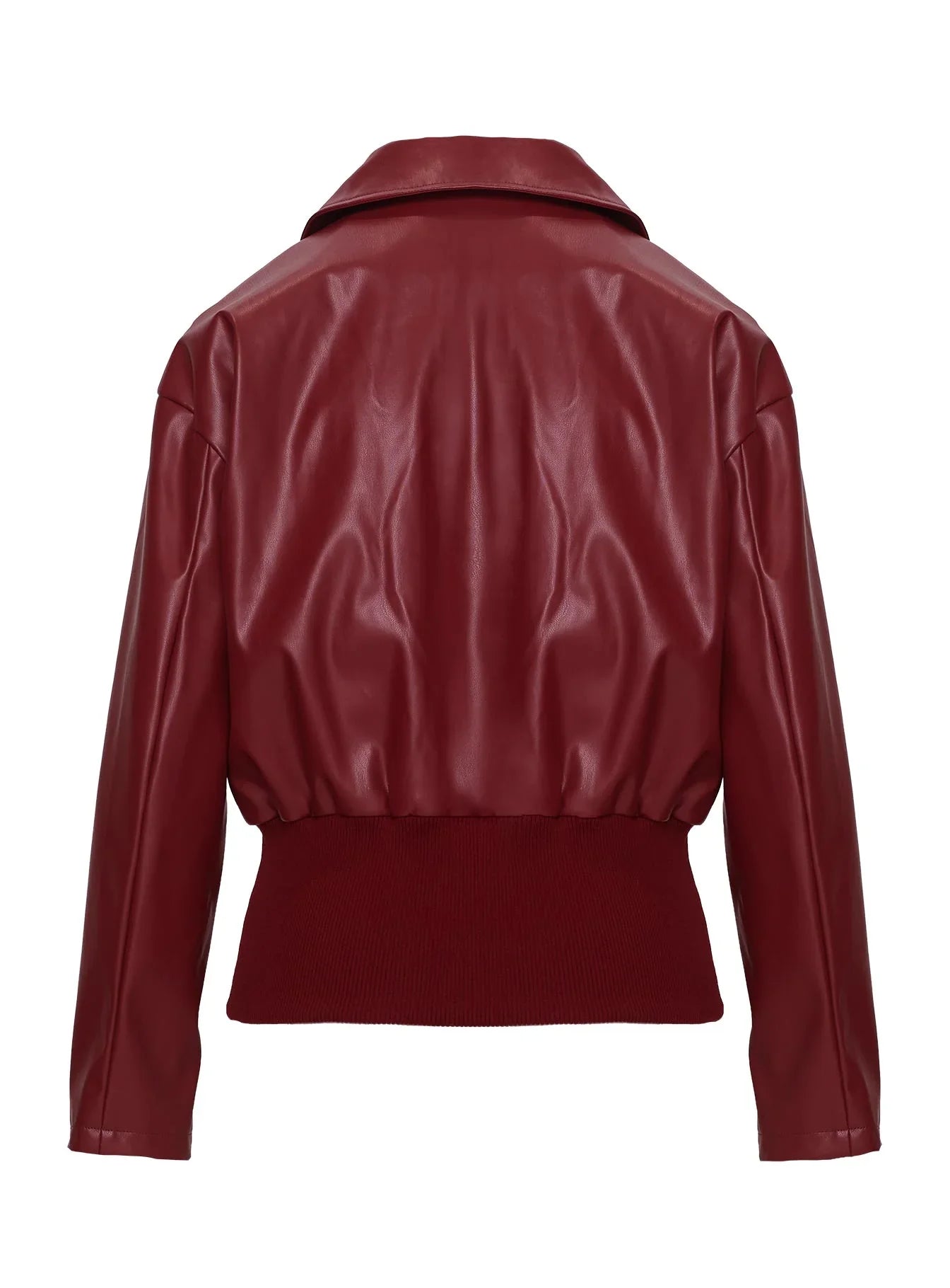 Radio On Blast Faux Leather Bomber Jacket Red